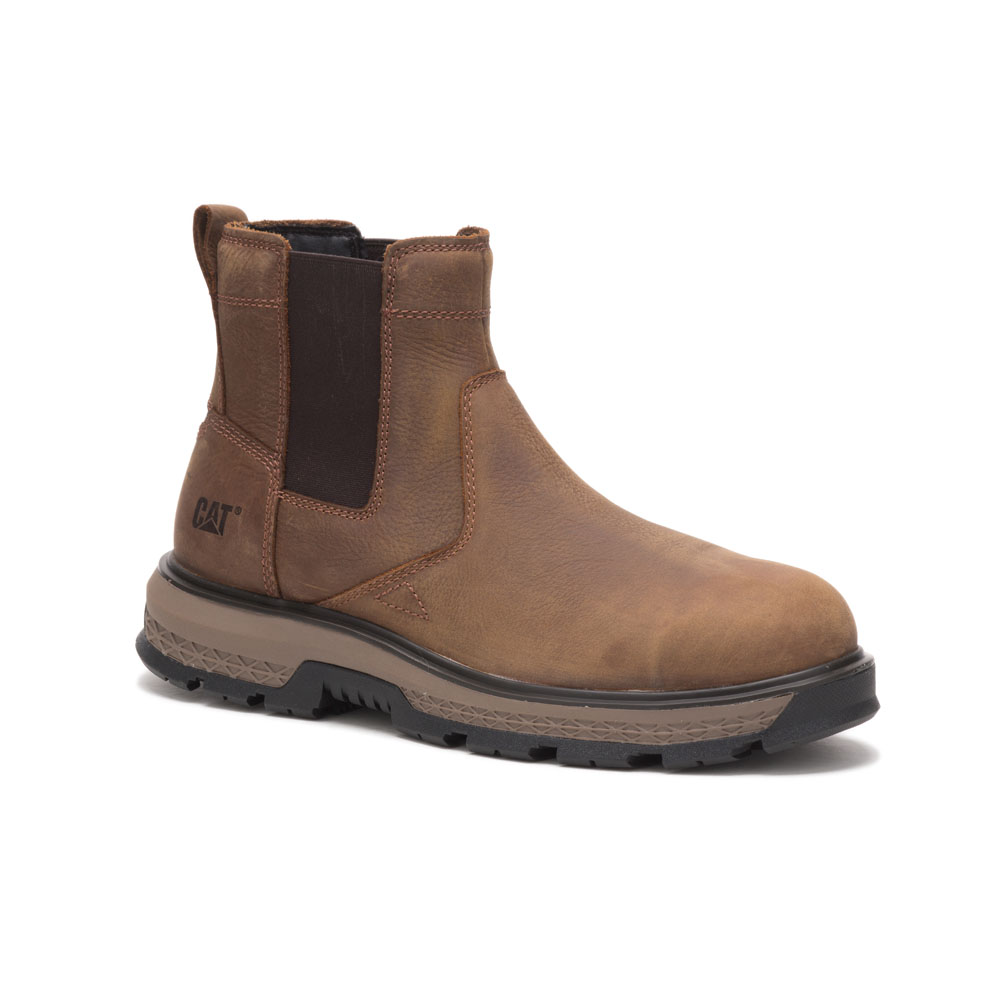 Caterpillar Boots South Africa - Cat Men's Exposition Chelsea At / Astm/Alloy Toe Safety Boots Brown GQ9520648